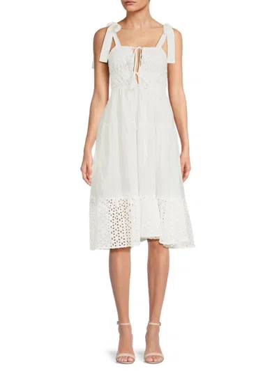 70/21 Women's Tiered Eyelet Cotton Dress In White