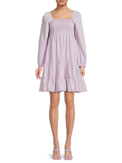 70/21 Women's Tiered Smocked Peasant Dress In Lavender