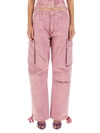 Moschino Wide-leg Drill Cargo Jeans In Pink