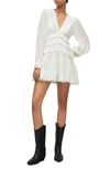 Allsaints Zora Long Sleeve Minidress In Chalk White