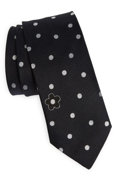 Kenzo Polka-dot Print Silk Tie In Black
