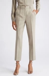 Michael Kors Samantha Pintuck Pleat Crepe Sablé Ankle Pants In Taupe