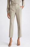 Michael Kors Collection Samantha Pintuck Pleat Crepe Sablé Ankle Pants In Taupe