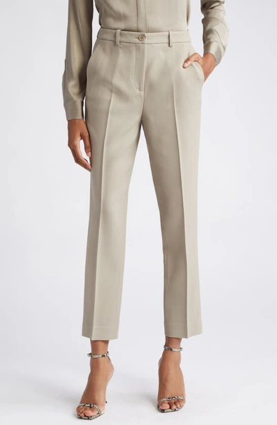 Michael Kors Collection Samantha Pintuck Pleat Crepe Sablé Ankle Pants In Taupe