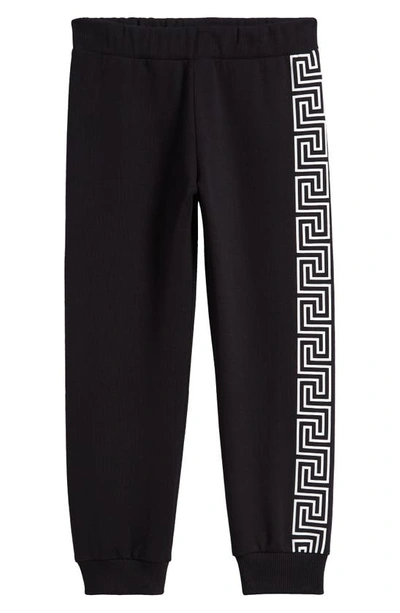 Versace Kids' Printed Cotton Fleece Sweatpants In 2b020 Nero Bianco