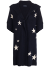 Zadig & Voltaire Inna Intarsia Star Cashmere Open Front Hooded Poncho Cardigan In Blue