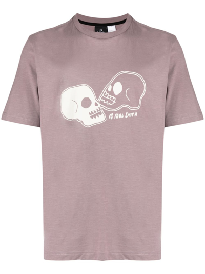 Ps By Paul Smith Skull-print Cotton T-shirt In Pink