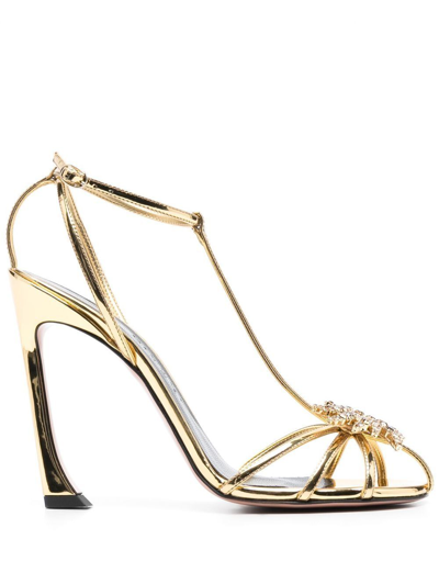 Piferi Maggio Crystal Vegan T-strap Sandals In Gold