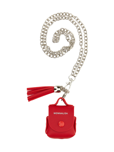 Monnalisa Kids'   Leather Earphone Case In Ruby Red