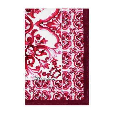 Dolce & Gabbana Maiolica Printed Silk Twill Foulard In Tris_maioliche_fuxia
