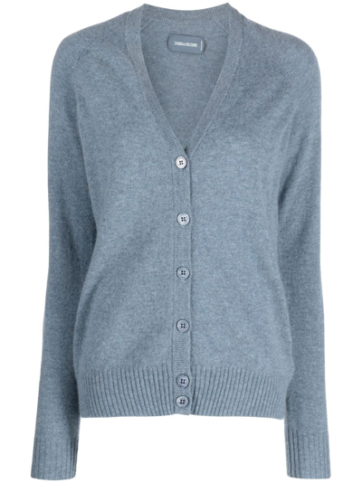 Zadig & Voltaire Button-up Cashmere Cardigan In Denim