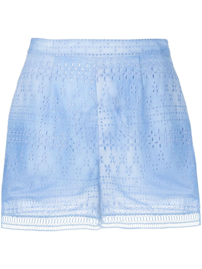 Ermanno Scervino Broderie-anglaise Short Shorts In Blue