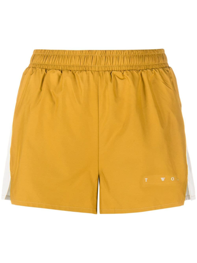 There Was One Colour-block Running Shorts In Yellow