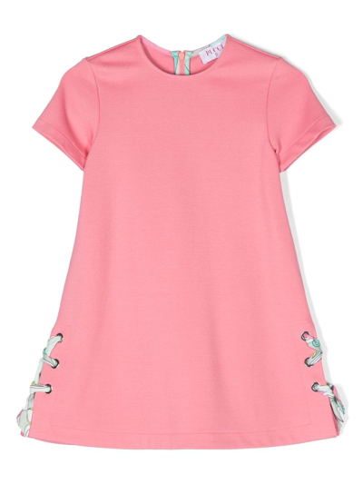 Pucci Junior Kids' Knot-detail Short-sleeve Dress In Pink