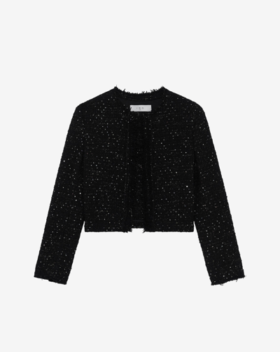 Iro Veste En Tweed Et Velours Giovani In Black