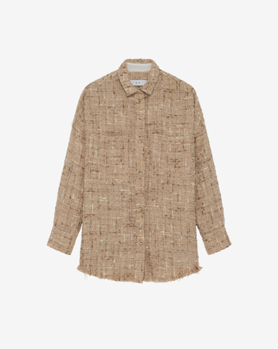Iro Timera Tweed Patch Pocket Shirt In Mixed_beige