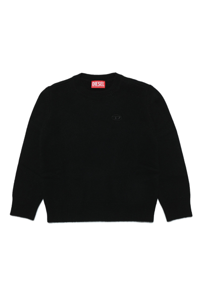 Diesel Kids' Kolby Logo刺绣毛衣 In Black