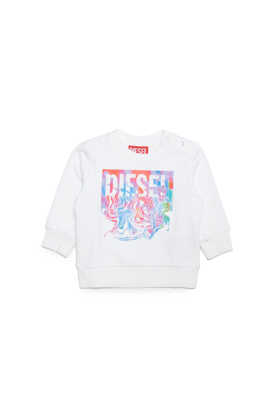 Diesel Kids' Logo-print Cotton Sweatshirt In White