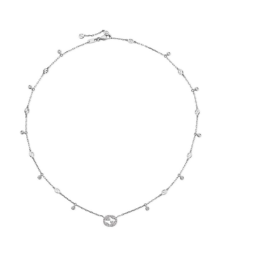 GUCCI GUCCI INTERLOCKING G 18CT WHITE GOLD 0.27CT DIAMOND NECKLACE - YBB729402003