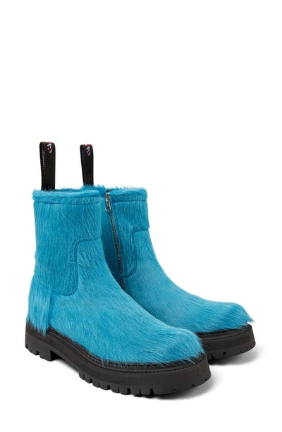 Camperlab Eki Calf-hair Ankle Boots In Medium_blue