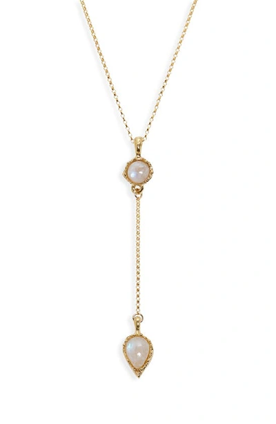 Alighieri The Bewitching Rocks Moonstone Y-necklace In Gold