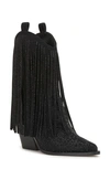 Jessica Simpson Paredisa Fringe Western Boot In Black Faux Suede