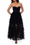 HELSI FRANKIE STRAPLESS SEQUIN RUFFLE GOWN