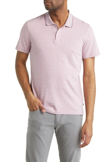 Ted Baker Mathias Jacquard Cotton Polo Shirt In Pale Pink
