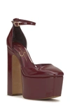 Jessica Simpson Pinkston Ankle Strap Platform Pump In Malbec Faux Leather