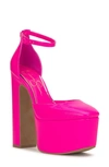 Jessica Simpson Pinkston Ankle Strap Platform Pump In Valley Pink Faux Leather