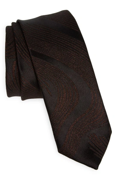 Dries Van Noten Metallic Jacquard Silk Blend Tie In Black 900