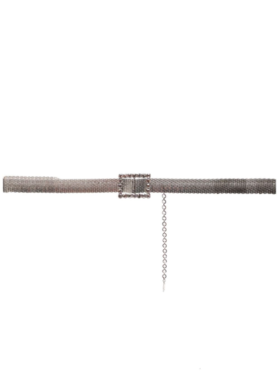Alessandra Rich Crystal-buckle Box-chain Belt In Metallic