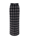 Alessandra Rich Maxi Skirt In Boucle' Fabric With Check Motif In Black