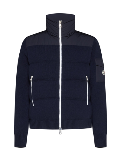 Moncler Tricot Cardigan In Blue