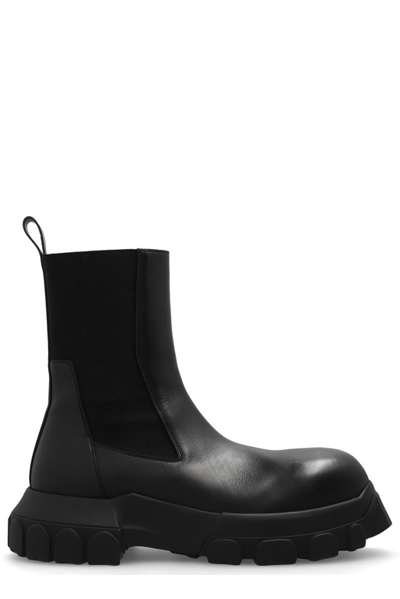 Rick Owens Men's Beatle Bozo Tractor Leather Chelsea Boots In Black/black