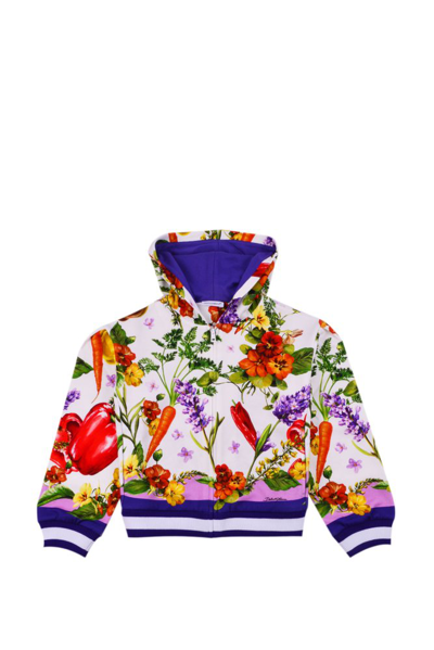 Dolce & Gabbana Kids' Farmer-print Cotton Hoodie In Multicolor