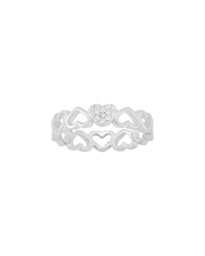 Sphera Milano Silver Cz Heart Band Ring