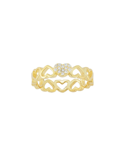 Sphera Milano 14k Over Silver Cz Heart Band Ring