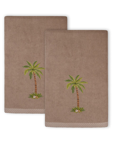 Linum Home Textiles Palmera 2pc Embellished Turkish Cotton Fingertip Towel Set