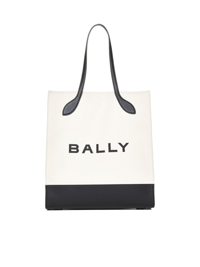 Bally Logo Printed Tote Bag In White
