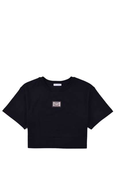 Dolce & Gabbana Kids Jersey Logo Tag T-shirt (2-6 Years) In Black