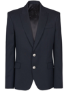 Balmain Single-breasted Wool Blazer In Blue