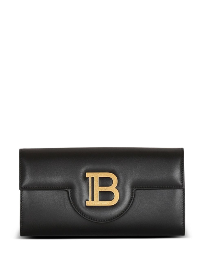 Balmain B Buzz Leather Wallet On A Chain Small Crossbody In Black