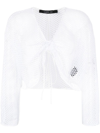 FEDERICA TOSI WHITE MESH TOP WITH V-NECK