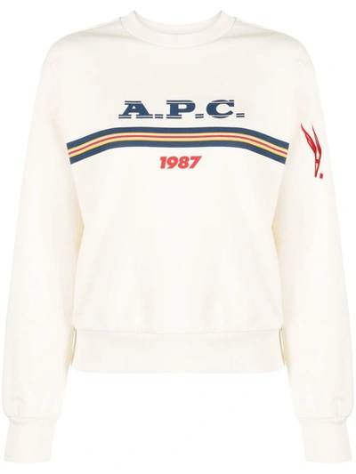 Apc Logo-print Cotton Sweatshirt In Beige