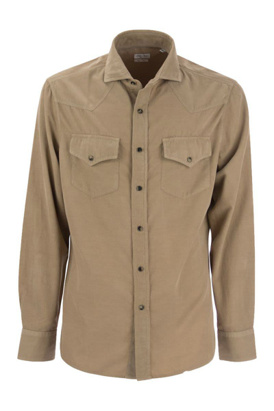 Brunello Cucinelli Easy Fit Corduroy Shirt In Camel