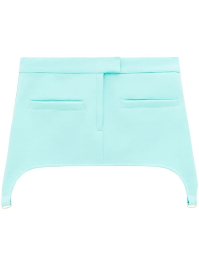 Courrèges Twill Suspenders Mini Skirt In Clear Blue