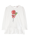 Monnalisa T-shirt Mit Rosen-print In White