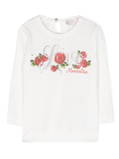 Monnalisa Babies' T-shirt Mit Logo-print In White