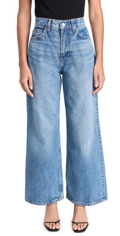 Reformation Cary High Rise Wide Leg Cropped Jeans In Manitoba